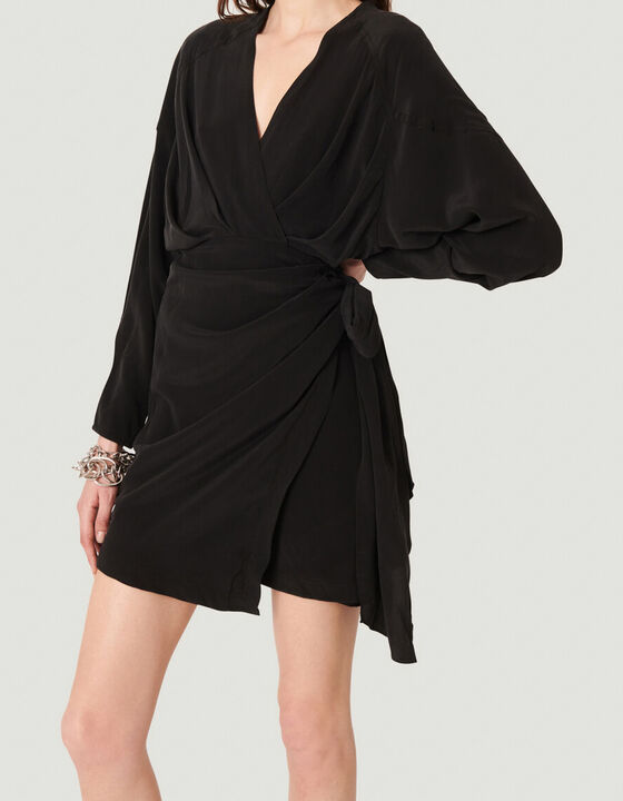 INIMA DRAPED SILK WRAP DRESS